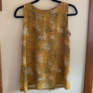 LOFT Mustard Floral Sleeveless Blouse